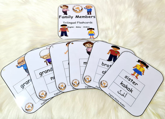 Family Members Trilingual Flashcards